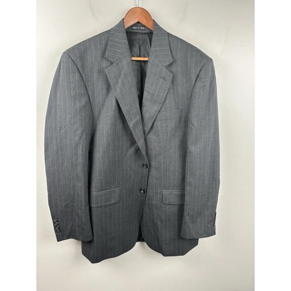 CHAPS Men's Gray Pinstripe 100% Wool Suit Blazer Jacket Size 40R